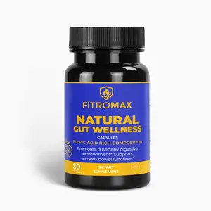 FITROMAX Natural Gut Wellness Capsules with Fulvic Acid - 30 Capsules for Digestive Health & Gut Microbiome Balance - Plant-Based Formula