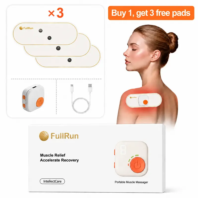 EMS Pulse Muscle Stimulator - Cordless USB Rechargeable Stim Machine for Muscle Recovery, Wireless TENS Unit, Wearable Adjustable Pad, Workout Enhancer, Back Pain Relief, Drug-Free & Non-Invasive, Electronic Pulse/Battery-Powered Wireless Tool