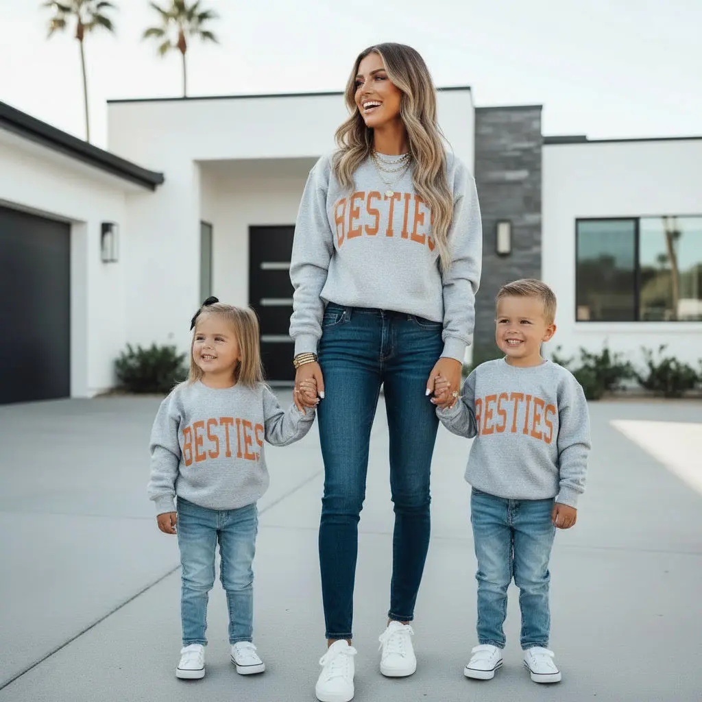 Gray Besties Matching Sweatshirts