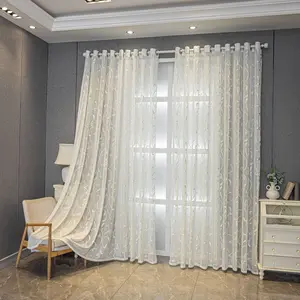 Elegant Minimalist Patterned Blackout Curtain, Light Filtering Heat Insulation Sunshade Drapes Home Decoration Curtain for Bedroom Living Room Decor