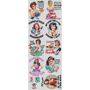 Retro Housewives DTF Transfers Gang Sheet 22” wide x 60” long DIY Direct to Film T Shirt Transfers