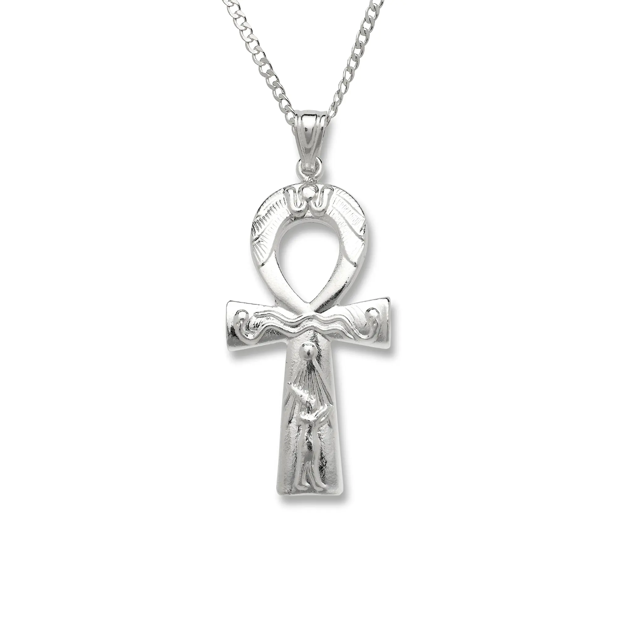 .925 Sterling Silver Ankh Key of Life Cross Pendant Necklace, Cross Pendant Jewelry