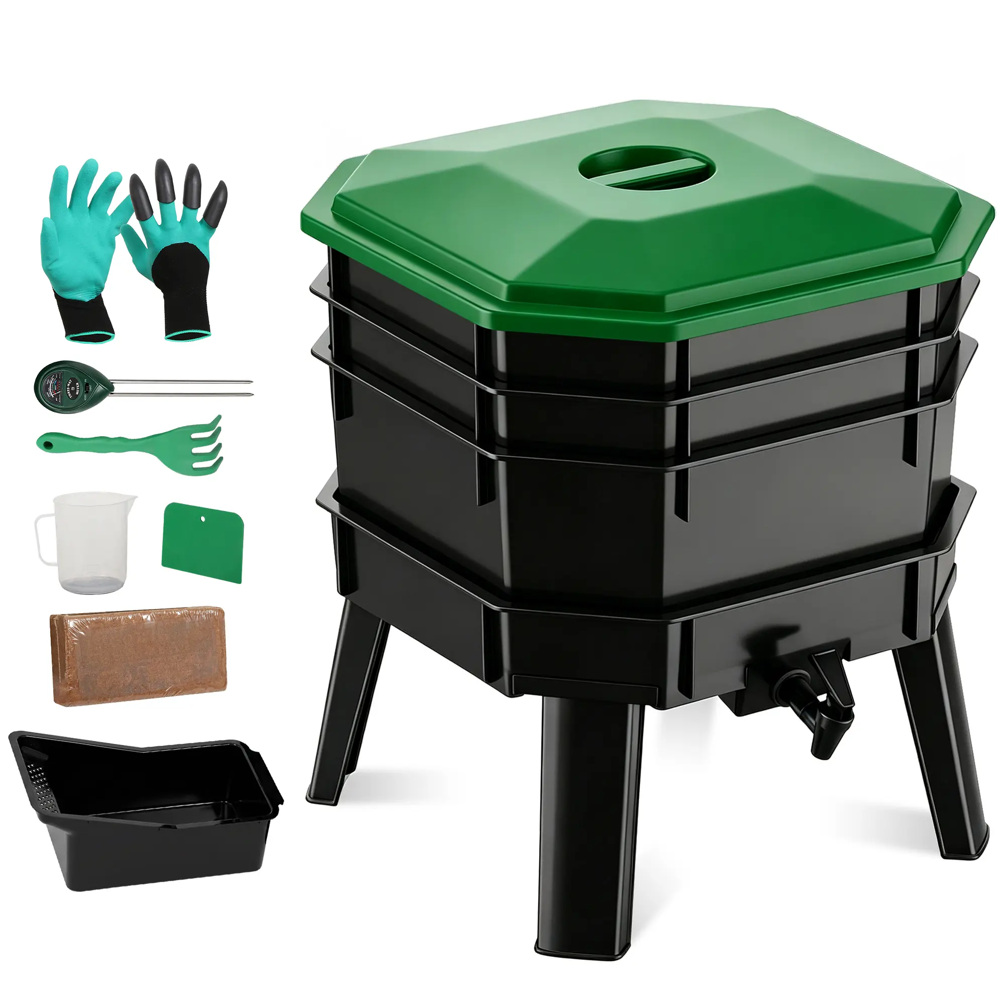 SuperDeal Wormery Compost System – Large Capacity Vermicomposting Bin for Kitchen & Garden, Complete Starter Kit