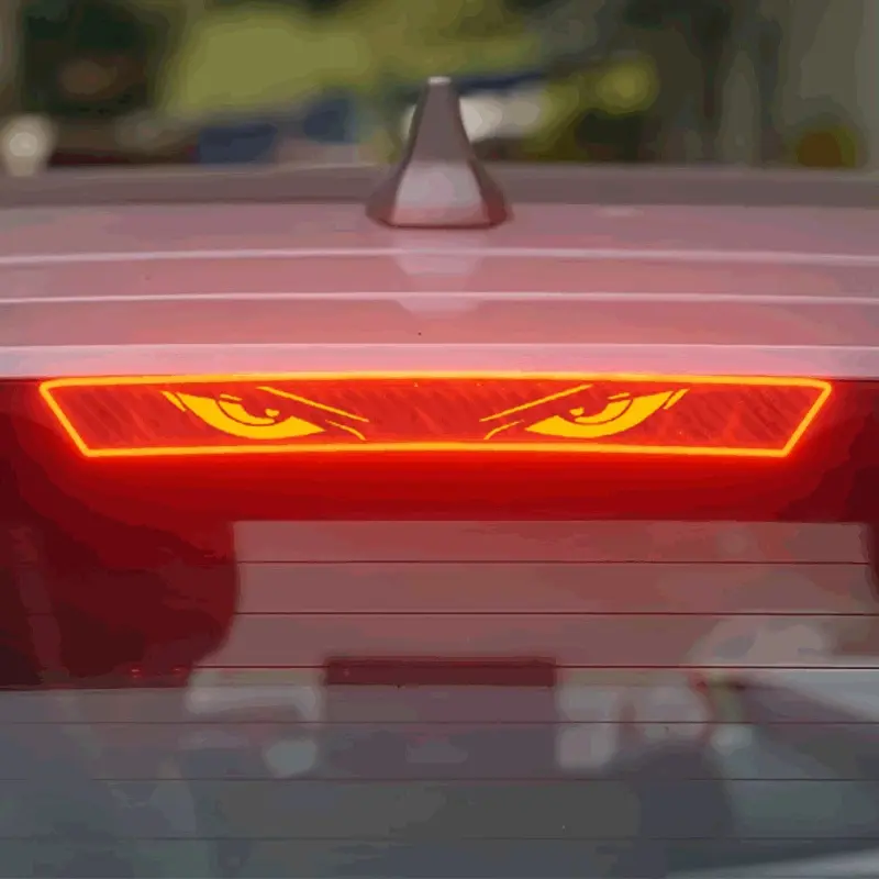 Single Car Brake Light Sticker, Anime Style Taillight Decal, Carbon Fiber Demon Eye Self-Adhesive Sticker, Easy to Apply, Enhances Safety & Styling, Decals for Vehicles, Stickers for Cars, Automotive Decals