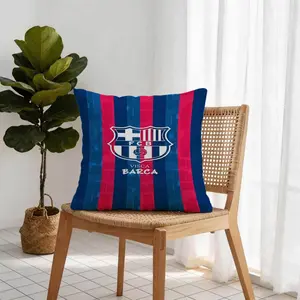 18x18 Inch Soccer Club Throw Pillow, Red Blue Striped Sport Team Decorative Cushion, Football Fan Sofa Bed Living Room Decor, Ideal Gift for Soccer Fans Teens Adults Men