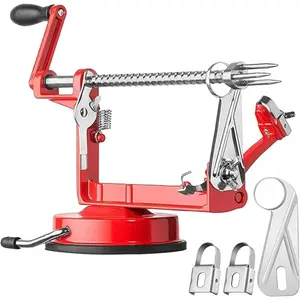 Apple Peeler Slicer Corer with Stainless Steel Blades & Powerful Suction Base for Apples Pears Potatoes Red Fruit Tool Effortless Fruit Prep with Precision Heavy Duty Versatile Streamlined Kitchen Tool