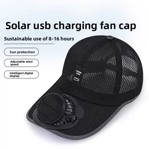 Summer Breathable Mesh Solar Fan Hat, Outdoor Sun Protection Baseball Cap, USB Rechargeable Fan Cap for Outdoor Activities & Casual Wear