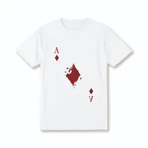 [100% Cotton] Men'S  Crew Neck T-Shirt With Bold Spade Ace Graphic Print - Regular Fit, Stretch Knit Fabric, White Casual Short Sleeve Top For All Seasons, Plus Size Available, Summer Clothing |   Casual Style |   Machine W Golf Gift T-Shirt For Men And W