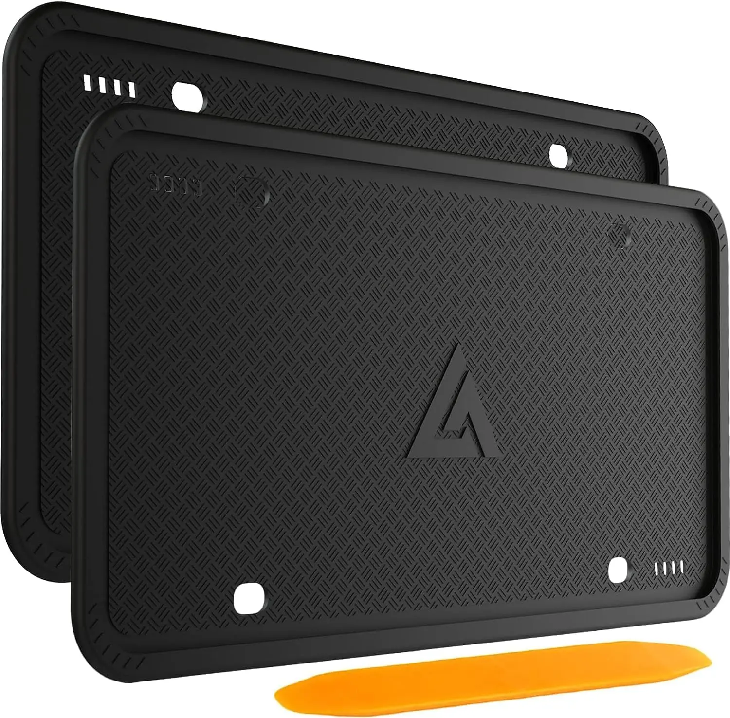 Silicone License Plate Frame 2 Pack, Universal US Car Plate Holder, Rustproof Rattle-Proof Weatherproof, Black