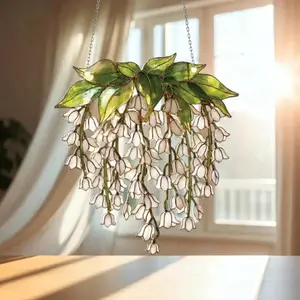 Lily of the Valley Stained Glass Suncatcher Hanging Window Floral Decor Gift