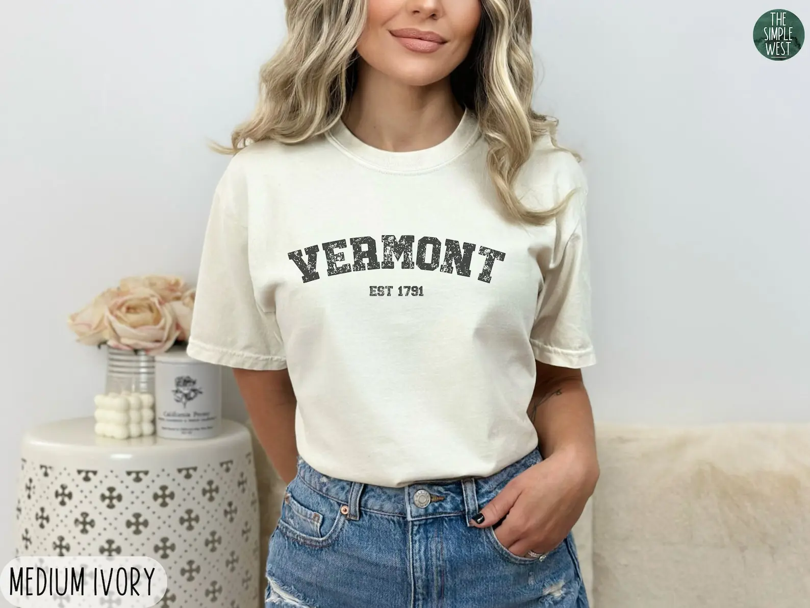 Vermont  Shirt, Women’s Vermont Crewneck Tee, Home State Shirt, Moving to Vermont Gift, Vermont Trip Souvenir, Vermont Apparel