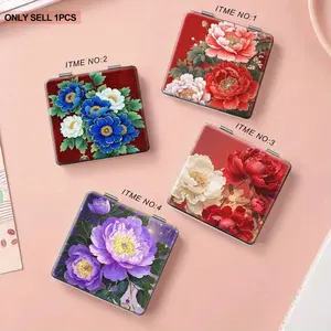 Chinese style Peony Flower Handheld Folding Mirror - Portable Makeup Mirror, Birthday/Valentine's Day/Wedding Gift, Girl Beauty Tool, Handheld Portable Mirror, Gift for Mom, Daughter or Best Friend