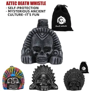 POGOLAB Real Screaming Aztec Death Whistle Loudest Authentic Human Sounding Screams 135+ Decibels Loud, Collectible, Aztec Design, Self defense Easy to Blow & Scare Halloween Easter Collectible Decorations Christmas Present