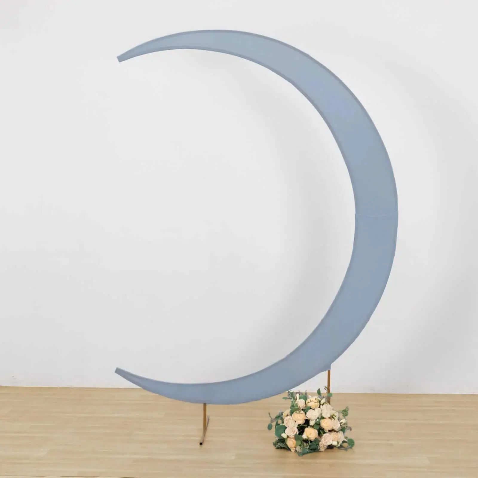 Dusty Blue Spandex Fabric Crescent Moon Chiara Backdrop Stand Cover - 7.5 ft Tall Custom Fitted Civil Wedding Arch, Indoor Backdrops, Baby Shower Party Decor Banner, Wedding Arched Backdrop