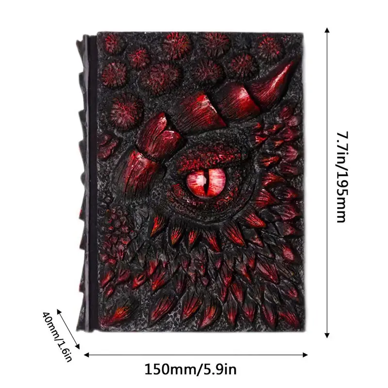 Handmade Classic Travel-Size Notebook - 3D Embossed Dragon, Resin Dragon Eye, Unruled Blank 120 Sheets (240 Pages), 1050g Diary, Ideal for DnD Adventures & Craft Ideas, Aspiring Poets’ Writing & Drawing Journal
