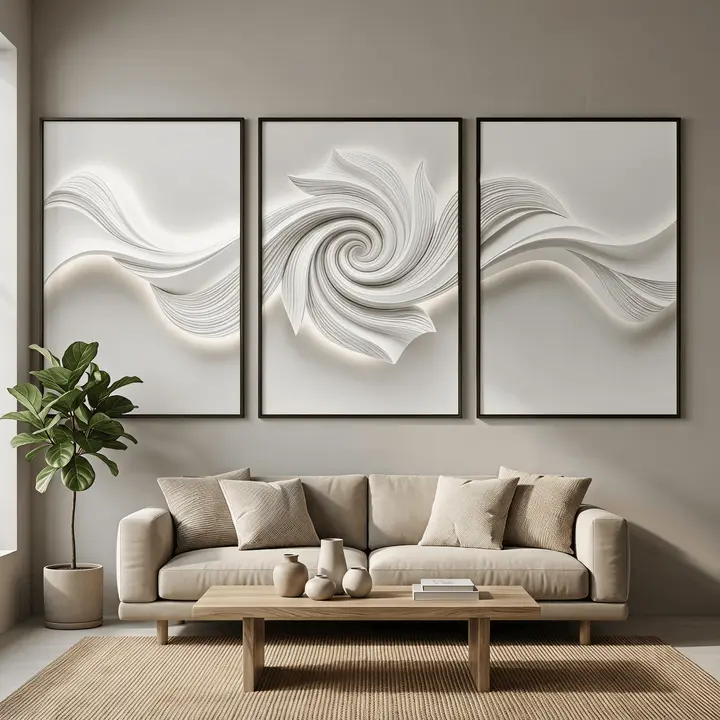 Tribesigns Glossy Crystal Coating Abstract Wall Art Set of 3, Large Textured Canvas Wall Decor with 3D Light Effect for Living Room