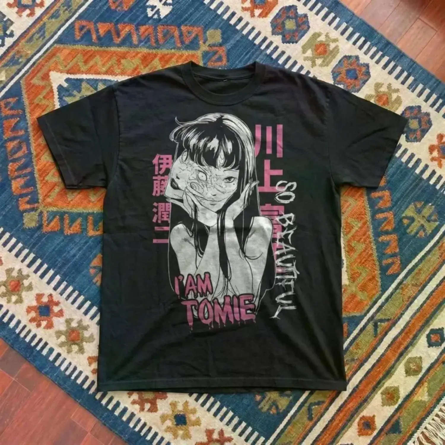 Tomie Junji Ito Horror Manga T-Shirt - Dark Gothic Anime Graphic Tee - Creepy Japanese Emo Fashion - Vintage Y2K Otaku Unisex Cotton Crewneck - Menswear Womenswear Streetwear