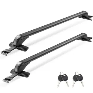 fathersdaygift VEVOR Roof Rack Cross Bars, Universal Fit for Naked Roofs Without Raised Rails/Flush Rail/Black Moldings, 165 LBS Capacity, Lockable Heavy Duty Aluminum Crossbar Racks Roof Rail Rooftop Luggage Canoe