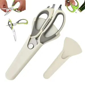 Heavy Duty Multifunctional Stainless Steel Kitchen Scissors, Ultra Sharp Ergonomic Handle Chicken Poultry Shears, Japanese Style Kitchen Food Cutting Shears for Meat, Black & White Two Colors summervibes