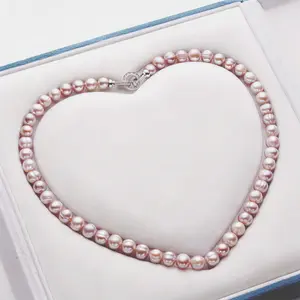 Rare Natural Lavender-Pink Freshwater Pearl Necklace (6-7mm, Near-Round Baroque) | Stackable Choker | Unique Gift for Women & Girls