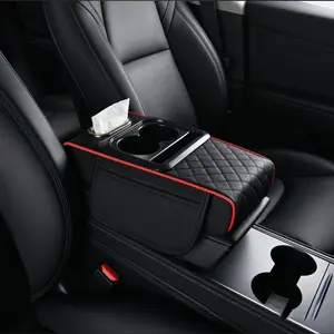 Car Center Console Armrest Pad, Multifunctional 4 in 1 Center Console Car Armrest Box, Car Console Organizer, Car Storage Bag, Car Interior Accessories, Car Organizers, Car Cup Holders
