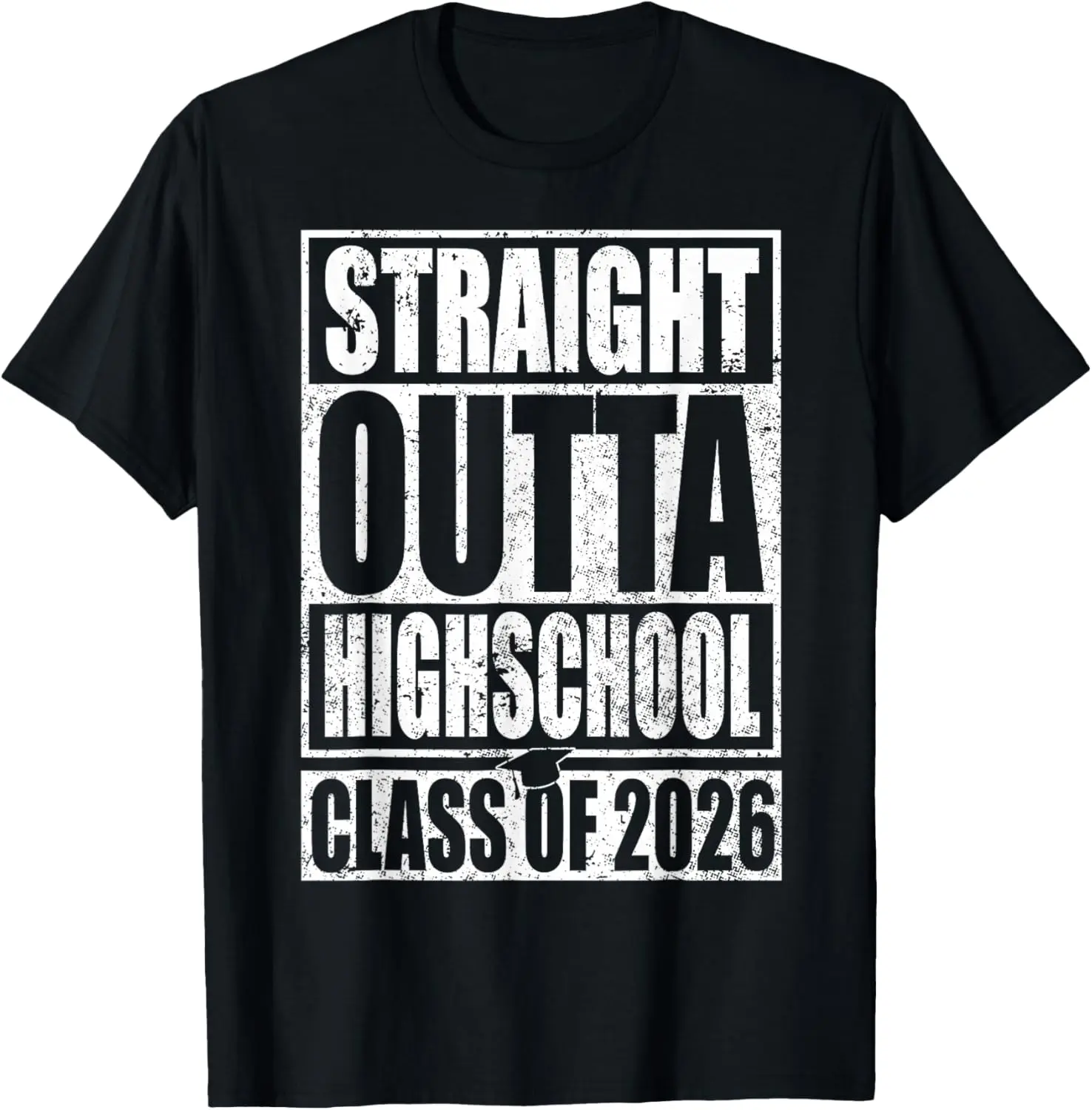 Men's Class of 2026 Senior T-Shirt - 'Straight Outta' Distressed Graphic Tee, Breathable Short-Sleeve Casual Top, Durable Graduation Gift for Him, Tops, Menswear, Gifts For Him