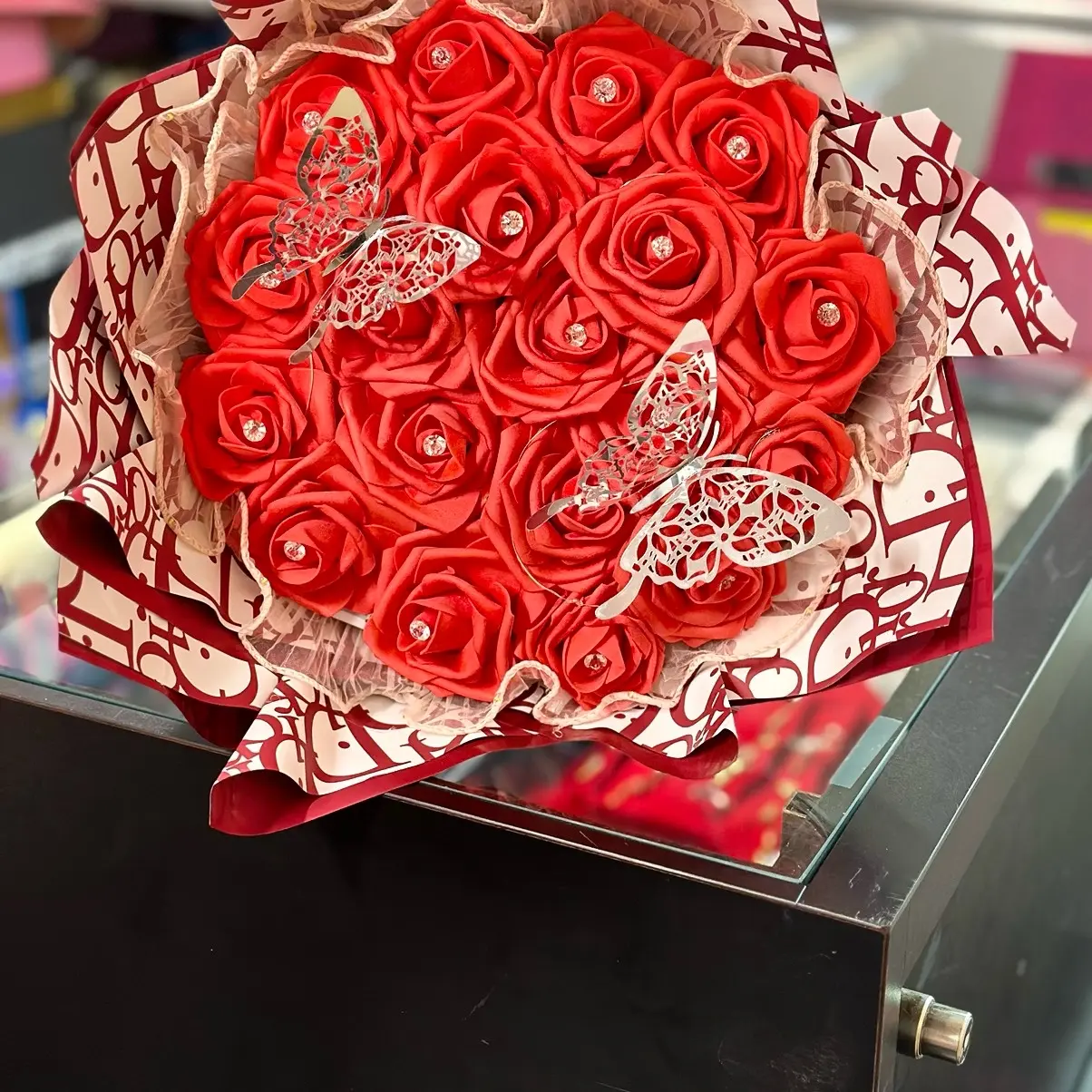 Forever Flower Bouquet with Butterflies - Perfect Gift for Any Occasion