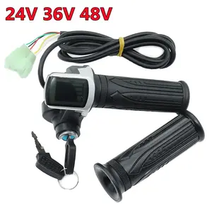 Universal Electric Throttle Grip 24V 36V 48V 1Pair Electric Scooter   Handle with Key Lock Display  Divides LCD Grip  cycling accessory  bicycle handlebar  cheapest  bikeaccesories   shop  parts  outdoor  bicycle shop   accessory downhill bike