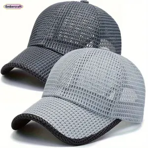 Embercraft Men's 2-Pack Breathable Mesh Sports Hats - Adjustable, Lightweight Fisherman & Trucker Caps, Casual Sports Cap with Ventilation Mesh for Summer Outdoor Sun Protection, Hiking, Breathable Mesh Caps