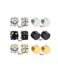 Fashion Zircon Stud Earrings for Men & Women, Magnetic Rhinestone Trendy Jewelry Accessory, Perfect Gift for Him, All Season Wear, Ear Studs