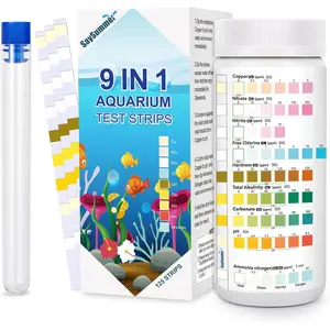 9 in 1 Aquarium Ammonia Test Strips 125 Counts Water Test Kit for Fish Tank Testing Ammonia Nitrogen Copper pH and More