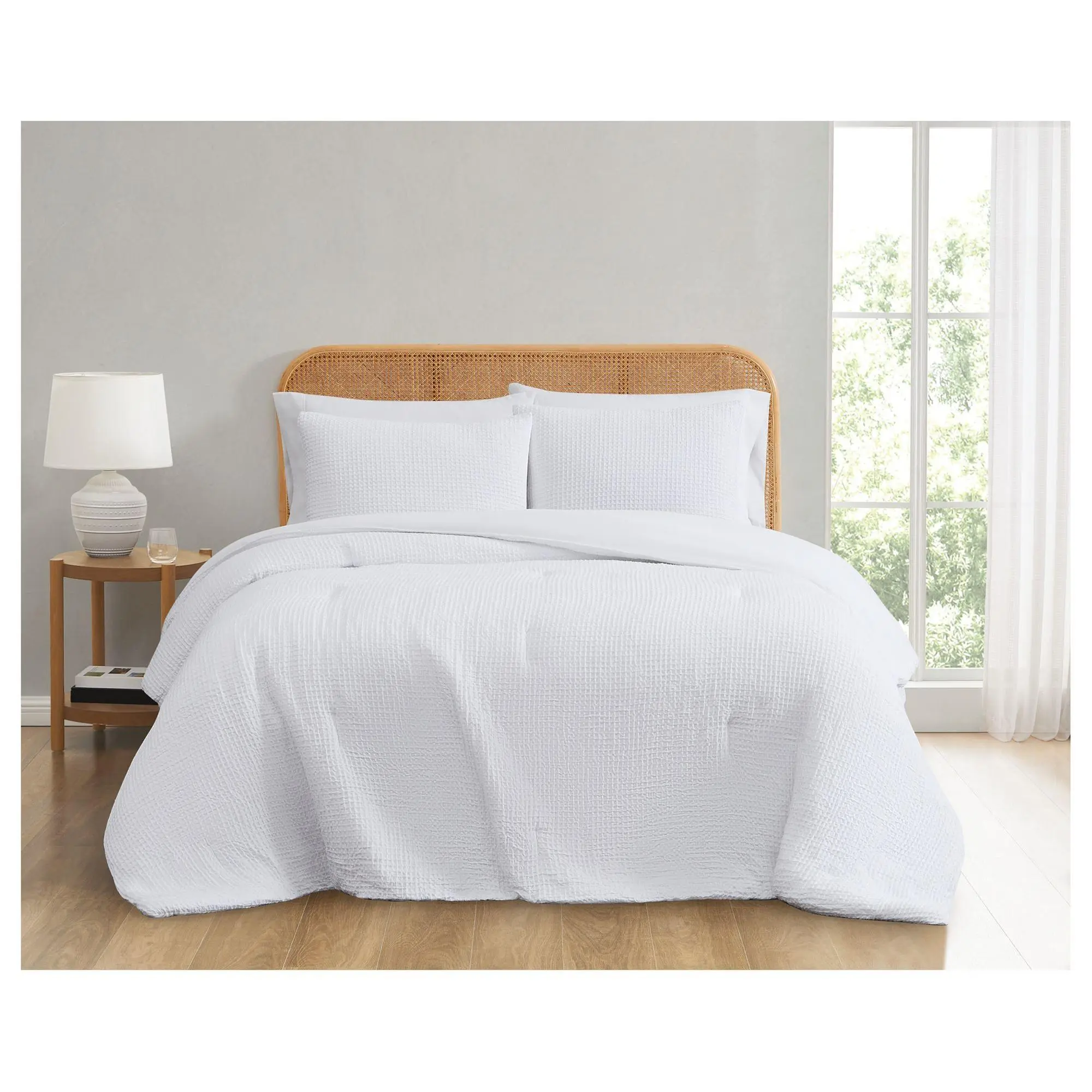 Truly Soft Textured Waffle Full/Queen 3 Piece Comforter Set