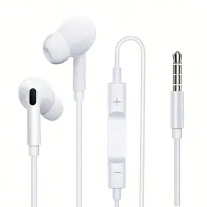 Third Generation Deep Bass Wired Headphones with Microphone & Audio Control, In-Ear 3.5mm Earphones for Android Devices