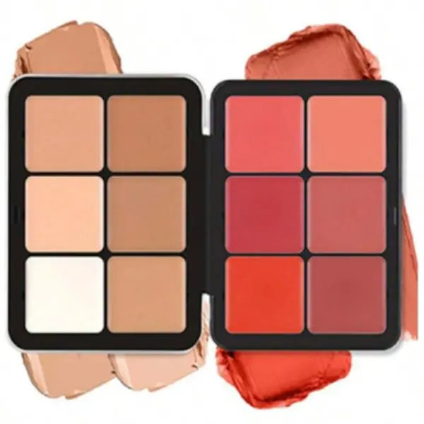 12-Colour 2-in-1 Bright Matte Cream Blush & Concealer Compact Palette Cosmetic, Cream Texture, Blendable, Viscous, Durable, Easy Application, Color Correction, Natural-Looking Finish, Face-Flattering for Combination Skin Any Powder Makeup Contour
