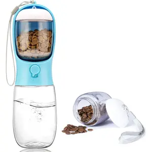 Dog Water Bottle,Portable Pet Water Bottle with Food Container,Outdoor Portable Water Dispenser for Cat,Puppy,Pets for Walking,Hiking,Travel,Puppy Essentials,Dog Stuff(19oz)