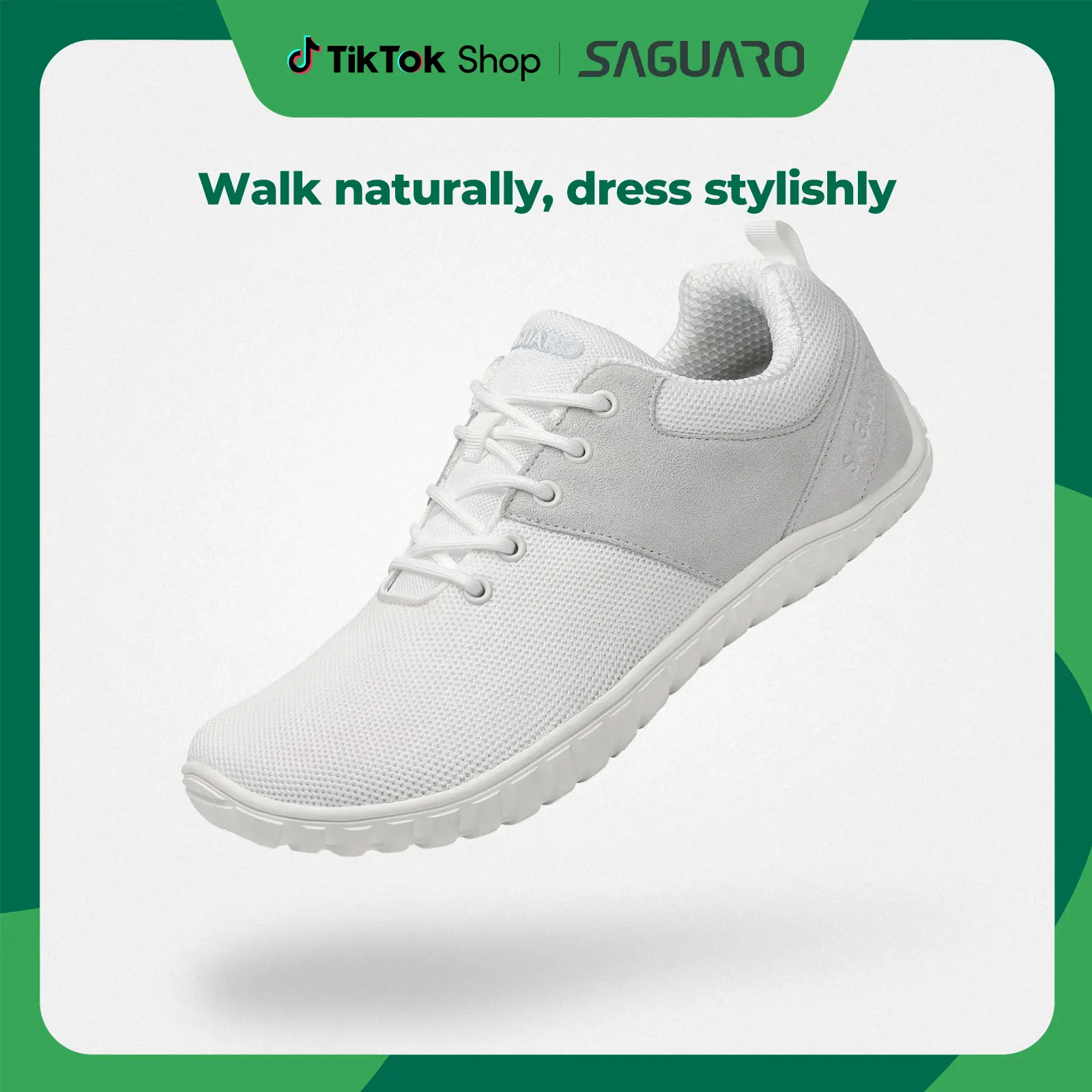 Saguaro Wish Unisex Minimalist Barefoot Shoes - Lace-Up Mesh Upper Breatheable Natural Rubber Wide Toe Box Quick Drying Non-Sloping Outdoor Athletic Running Trainers