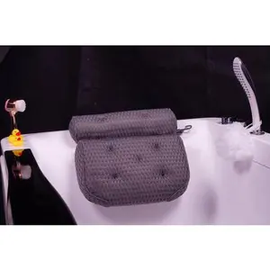 Black Bathtub Pillow Bath Pillow with Anti-Slip Suction Cups 4D Mesh