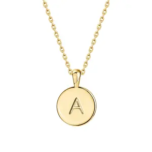PAVOI 14K Gold Plated Initial Letter Pendant Necklace for Women