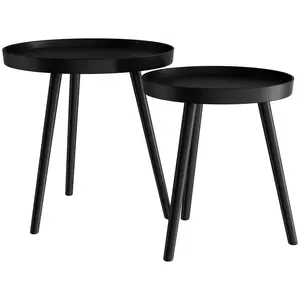 Lavish Home Pair Nesting Accent Tables with Tray Top