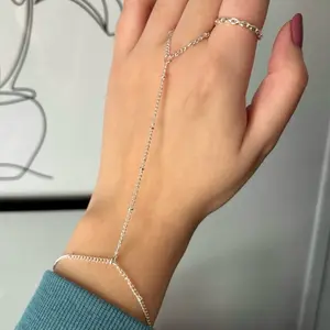 RIVVJEWELS dainty hand chain silver plated stainless steel