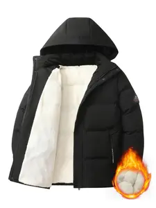 Men's Winter Long Coat, Casual Hooded Thick Warm Cotton Jacket, Fashionable Outerwear for Cold Weather, Daily Wear & Outdoor Activities, Casual Style Outerwear