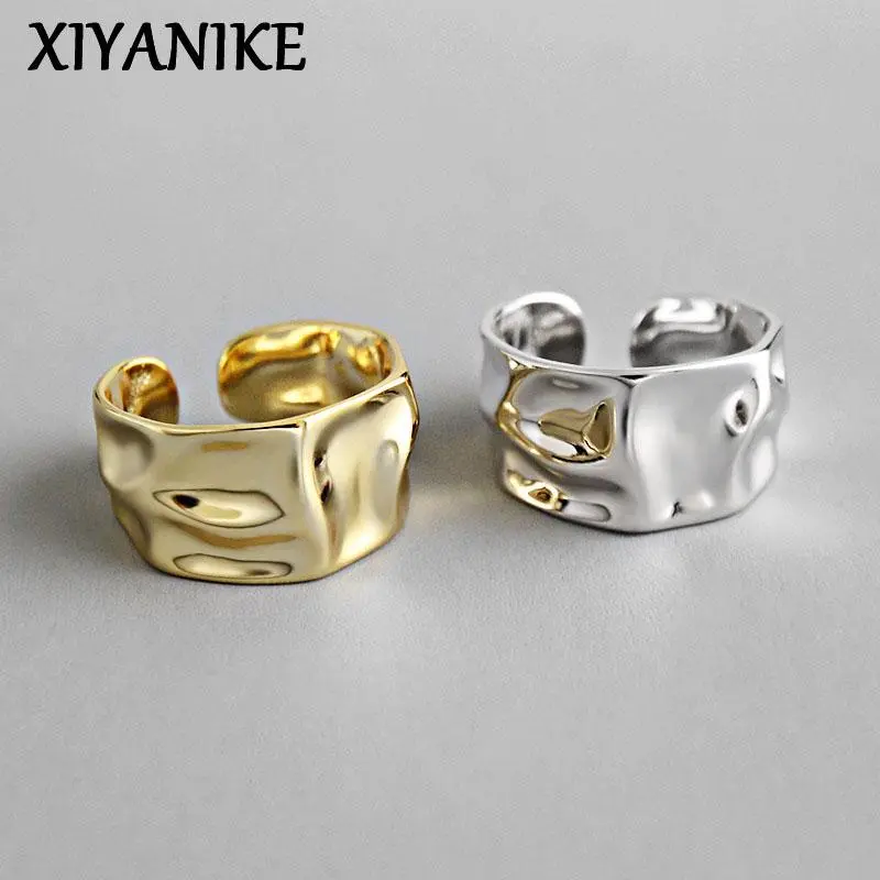 Silver Color Engagement Rings for Women Couple Trendy Irregular Geometric Handmade Jewelry Valentine's day Gifts