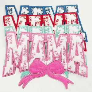 Big Mama Sequin Chenille Patch - Pink Bow Design, Lettering, Multi-Color Options, Perfect for Celebrations and Gifts