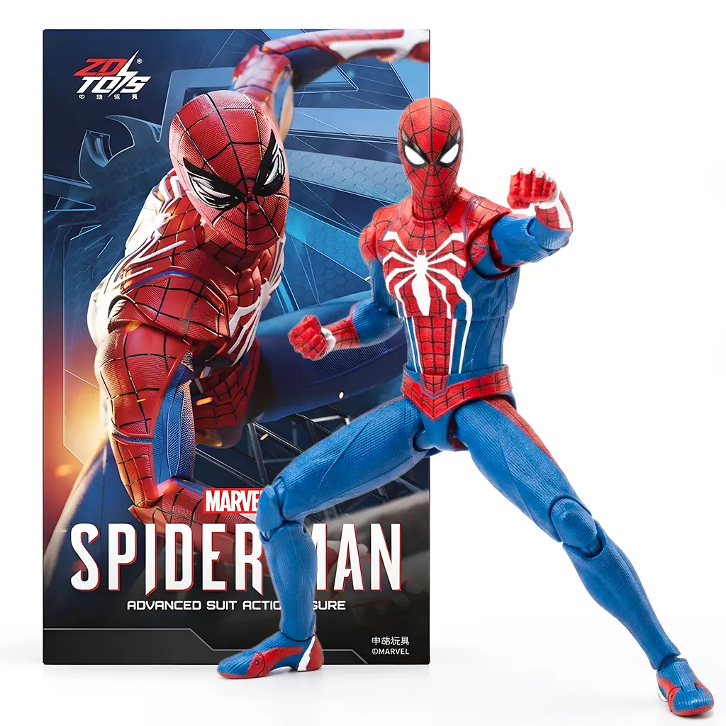 Marvel Spider-Man Advanced Suit 7-Inch Action Figure, Highly Articulated Video Game-Inspired Collectible, with Web Effects and Display Stand