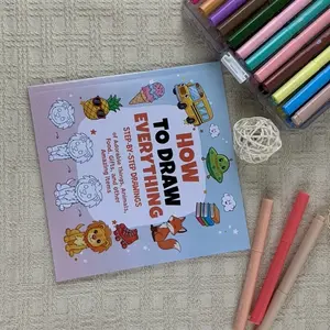 1pc How To Draw Everything Step-by-Step Drawing Book for Adults, Cute Animals & Objects Tutorials, Stress Relief Coloring & Drawing Pages