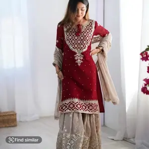 Indian Gharara Suit for Ladies Traditional Women's Dress Cultural Fashion Clothing Womenswear Clothes