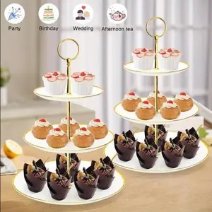 1PC Luxury Cake Rack Three-Layer Dim Sum Rack Plastic Dried Fruit Tray Wedding Cake Tray Phnom Penh Fruit Tray Organizer Storage