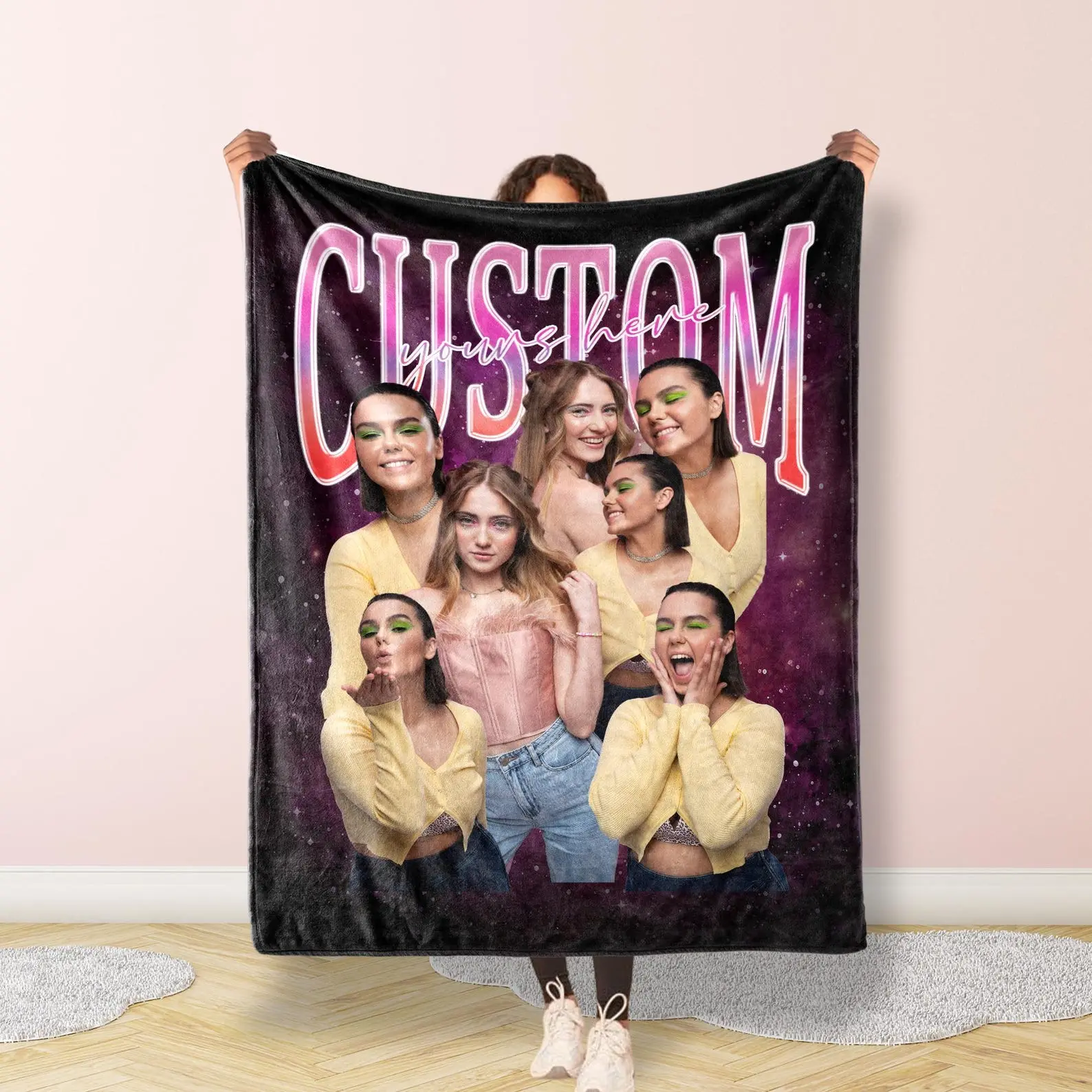 Custom Bootleg Rap Blanket, Custom Your Girlfriend Boyfriend Vintage Graphic 90s Blanket, Photo Blanket, CUSTOM Your Own Bootleg Idea Here