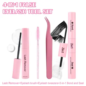 SOSIAYCICI Eyelash Cluster Tool Kit Glue Bond and Seal Kit with Lash Glue Removerand Tweezers Brush Long-Lasting,Waterproof For DIY Eyelash Extension AtHome Use Beginners Friendly Kit 4-in-1
