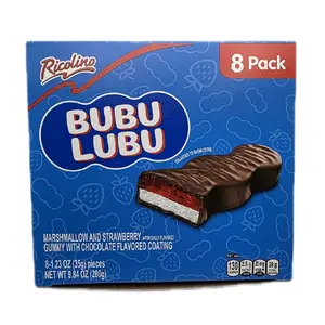 Bubu Lubu - Marshmallow and Strawberry Artificial Flavored Gummy with Chocolate Flavored Coating.